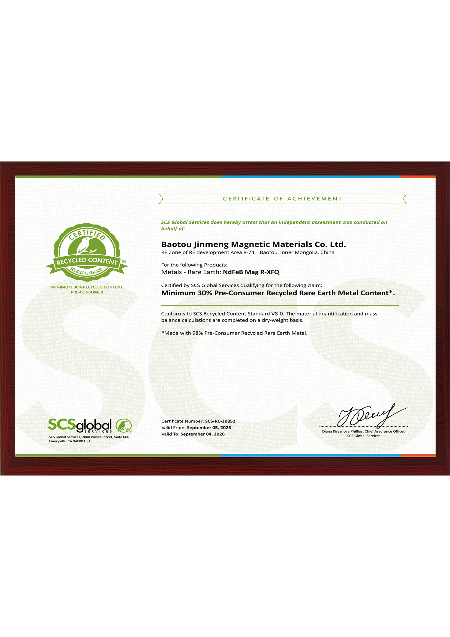 BaotouJinmengMagnetic_2025_SCS-RC-20852